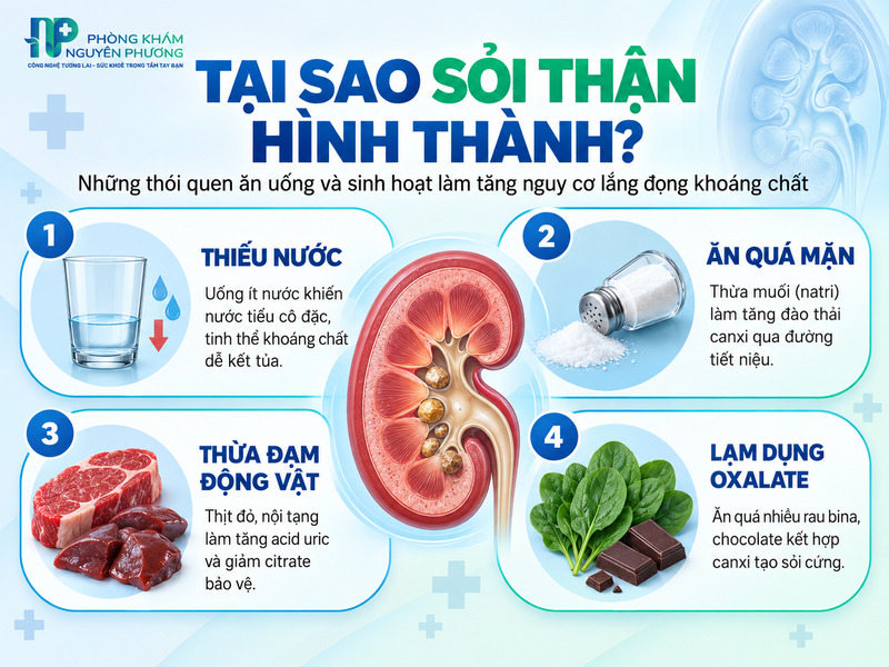 Những thói quen sinh hoạt làm tăng nguy cơ mắc sỏi thận