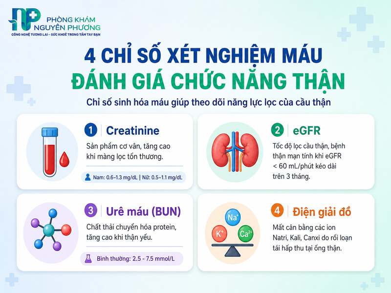 Các chỉ số xét nghiệm máu quan trọng giúp đánh giá chức năng thận
