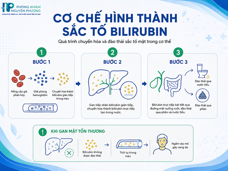 Quá trình chuyển hóa hồng cầu giải phóng bilirubin tạo sắc tố vàng