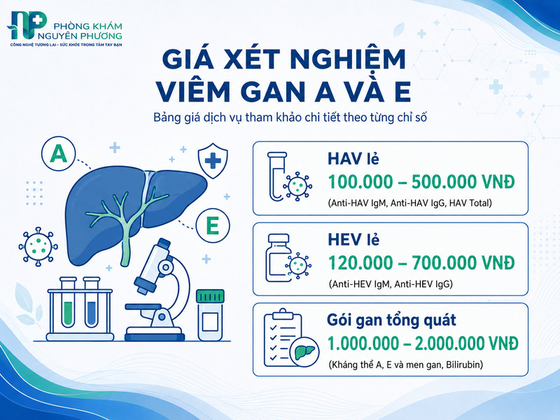 Bảng giá tham khảo dịch vụ xét nghiệm viêm gan A và E