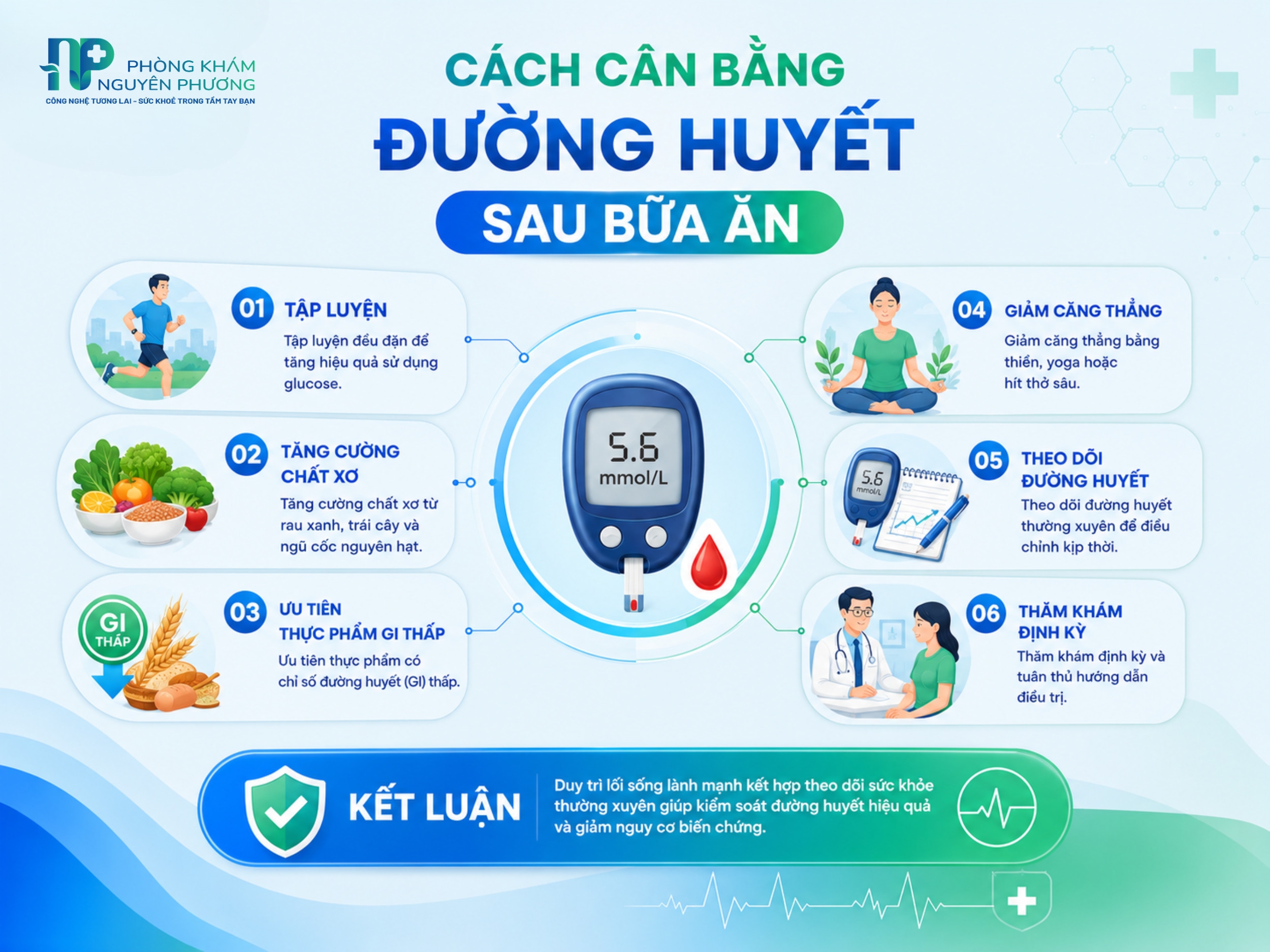 Duy trì thói quen lành mạnh giúp ổn định đường huyết sau mỗi bữa ăn